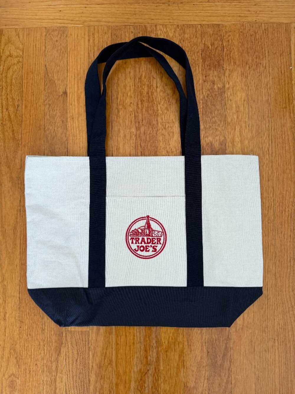 Trader Joe's Large Canvas Tote Bag Navy Blue NWOT